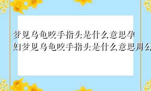 梦见乌龟咬手指头是什么意思孕妇梦见乌龟咬手指头是什么意思周公