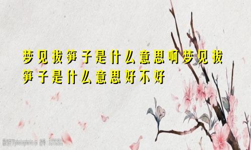 梦见拔笋子是什么意思啊梦见拔笋子是什么意思好不好