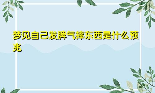 梦见自己发脾气摔东西是什么预兆