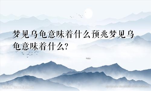 梦见乌龟意味着什么预兆梦见乌龟意味着什么?