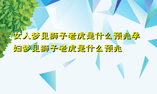 女人梦见狮子老虎是什么预兆孕妇梦见狮子老虎是什么预兆