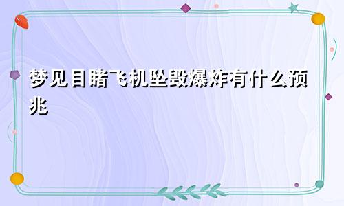 梦见目睹飞机坠毁爆炸有什么预兆