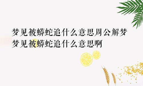 梦见被蟒蛇追什么意思周公解梦梦见被蟒蛇追什么意思啊