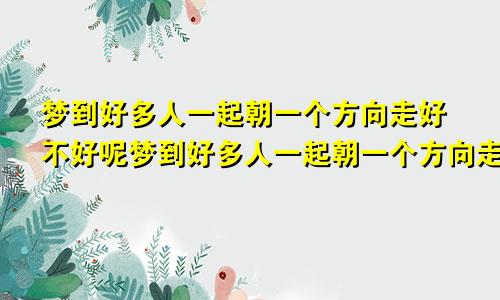 梦到好多人一起朝一个方向走好不好呢梦到好多人一起朝一个方向走好不好呀