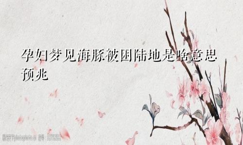 孕妇梦见海豚被困陆地是啥意思预兆