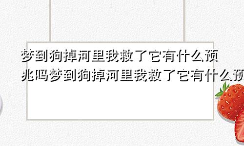 梦到狗掉河里我救了它有什么预兆吗梦到狗掉河里我救了它有什么预兆嘛