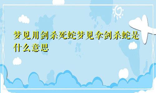 梦见用剑杀死蛇梦见拿剑杀蛇是什么意思