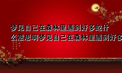 梦见自己在森林里遇到好多蛇什么意思啊梦见自己在森林里遇到好多蛇什么意思呀