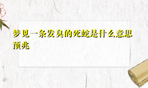 梦见一条发臭的死蛇是什么意思预兆