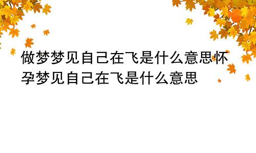 做梦梦见自己在飞是什么意思怀孕梦见自己在飞是什么意思