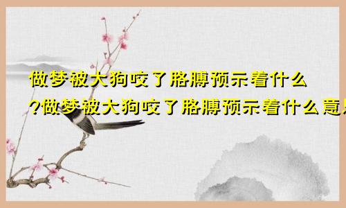 做梦被大狗咬了胳膊预示着什么?做梦被大狗咬了胳膊预示着什么意思