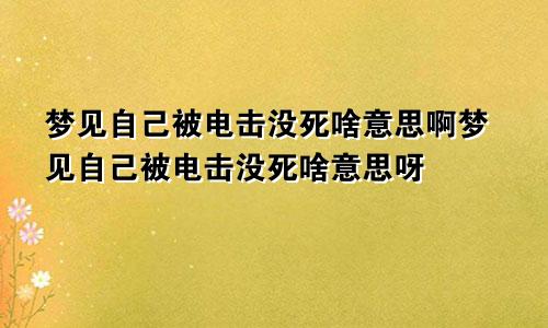 梦见自己被电击没死啥意思啊梦见自己被电击没死啥意思呀