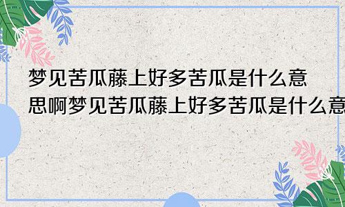 梦见苦瓜藤上好多苦瓜是什么意思啊梦见苦瓜藤上好多苦瓜是什么意思女人