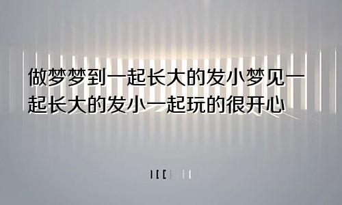 做梦梦到一起长大的发小梦见一起长大的发小一起玩的很开心