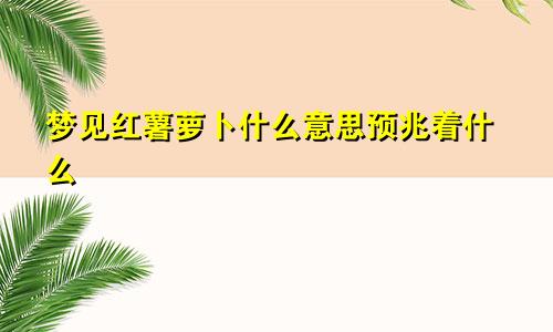 梦见红薯萝卜什么意思预兆着什么