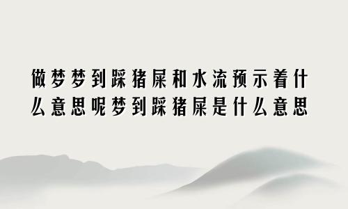 做梦梦到踩猪屎和水流预示着什么意思呢梦到踩猪屎是什么意思