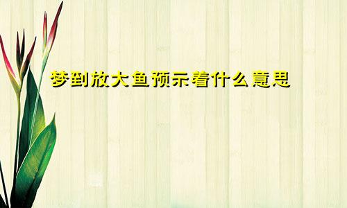 梦到放大鱼预示着什么意思