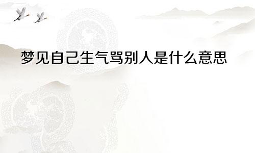 梦见自己生气骂别人是什么意思