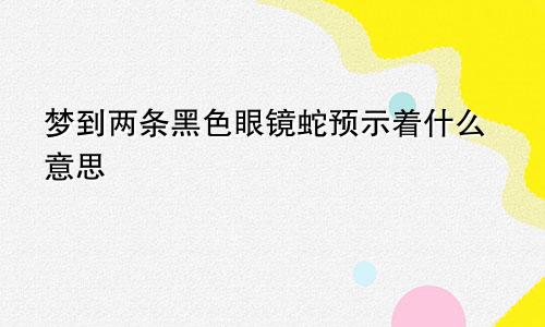 梦到两条黑色眼镜蛇预示着什么意思