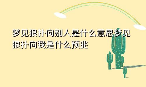 梦见狼扑向别人是什么意思梦见狼扑向我是什么预兆