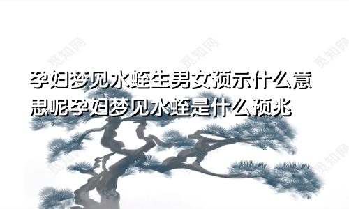 孕妇梦见水蛭生男女预示什么意思呢孕妇梦见水蛭是什么预兆