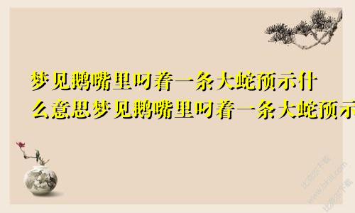 梦见鹅嘴里叼着一条大蛇预示什么意思梦见鹅嘴里叼着一条大蛇预示什么呢