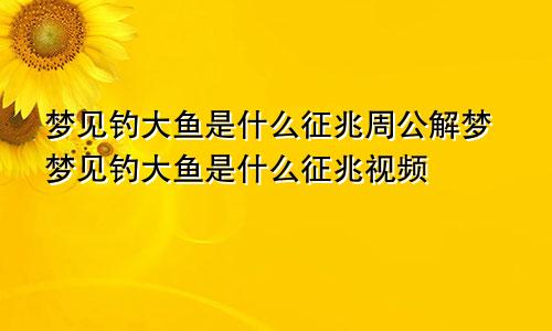 梦见钓大鱼是什么征兆周公解梦梦见钓大鱼是什么征兆视频