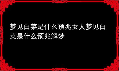 梦见白菜是什么预兆女人梦见白菜是什么预兆解梦