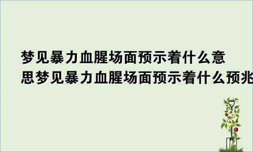 梦见暴力血腥场面预示着什么意思梦见暴力血腥场面预示着什么预兆