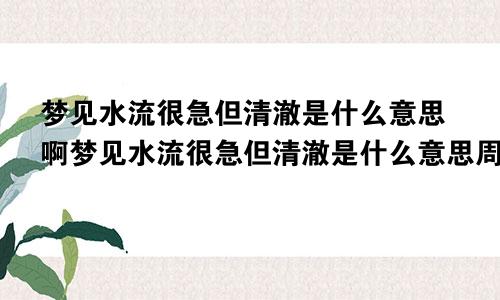 梦见水流很急但清澈是什么意思啊梦见水流很急但清澈是什么意思周公解梦