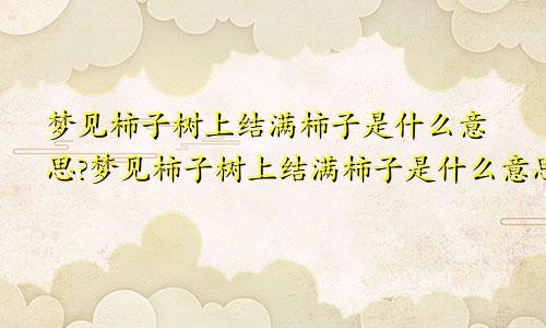 梦见柿子树上结满柿子是什么意思?梦见柿子树上结满柿子是什么意思呀