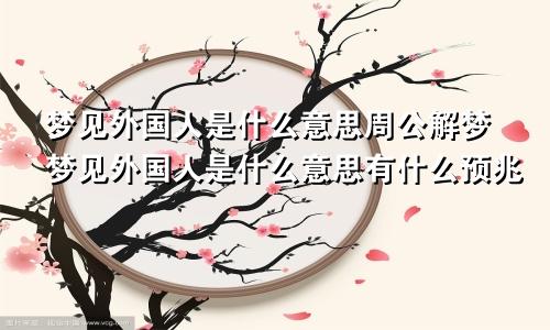 梦见外国人是什么意思周公解梦梦见外国人是什么意思有什么预兆