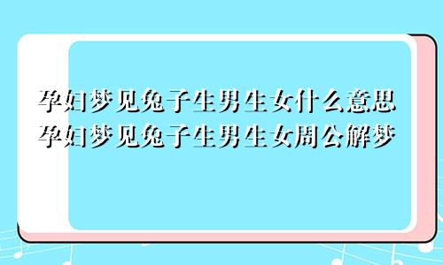 孕妇梦见兔子生男生女什么意思孕妇梦见兔子生男生女周公解梦