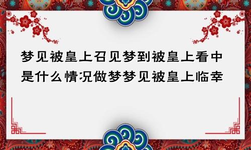 梦见被皇上召见梦到被皇上看中是什么情况做梦梦见被皇上临幸