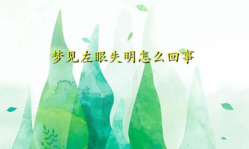 梦见左眼失明怎么回事