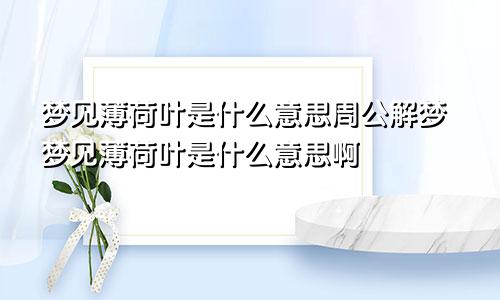 梦见薄荷叶是什么意思周公解梦梦见薄荷叶是什么意思啊