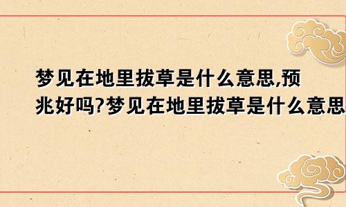 梦见在地里拔草是什么意思,预兆好吗?梦见在地里拔草是什么意思,好不好,代表什么