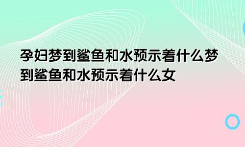 孕妇梦到鲨鱼和水预示着什么梦到鲨鱼和水预示着什么女