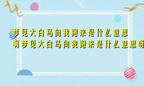 梦见大白马向我跑来是什么意思啊梦见大白马向我跑来是什么意思呀