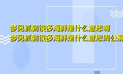 梦见抓到很多海鲜是什么意思啊梦见抓到很多海鲜是什么意思周公解梦