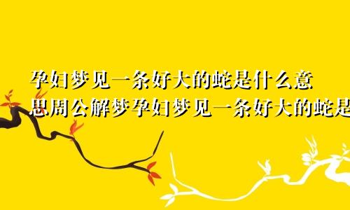 孕妇梦见一条好大的蛇是什么意思周公解梦孕妇梦见一条好大的蛇是什么意思呀