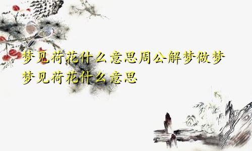 梦见荷花什么意思周公解梦做梦梦见荷花什么意思