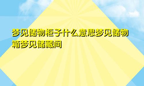 梦见储物柜子什么意思梦见储物箱梦见储藏间