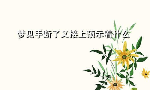 梦见手断了又接上预示着什么