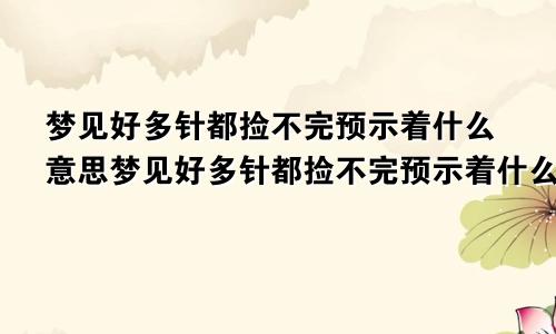 梦见好多针都捡不完预示着什么意思梦见好多针都捡不完预示着什么呢