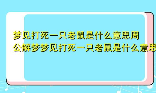 梦见打死一只老鼠是什么意思周公解梦梦见打死一只老鼠是什么意思,老鼠还的断了尾巴