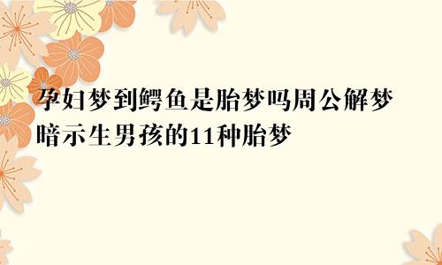 孕妇梦到鳄鱼是胎梦吗周公解梦暗示生男孩的11种胎梦