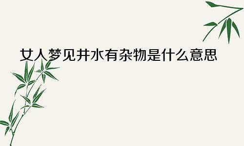 女人梦见井水有杂物是什么意思