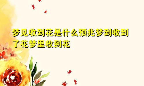 梦见收到花是什么预兆梦到收到了花梦里收到花