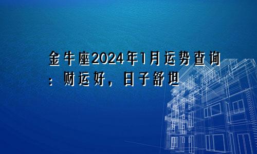 金牛座2024年1月运势查询：财运好，日子舒坦